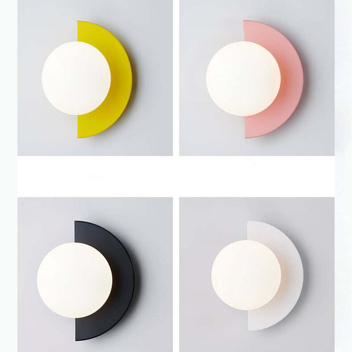 Minimalist Glass Spherical Colorful Semicircle Wall Sconce