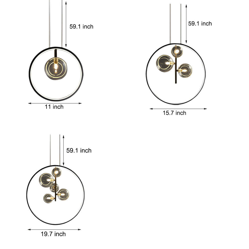 Bubi Black Glass Bubble LED Pendant Light