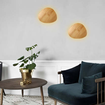 Round Oval Creative LED Wood Nordic Bedside Wall Lamp Wall Sconce Lighting-Lighom