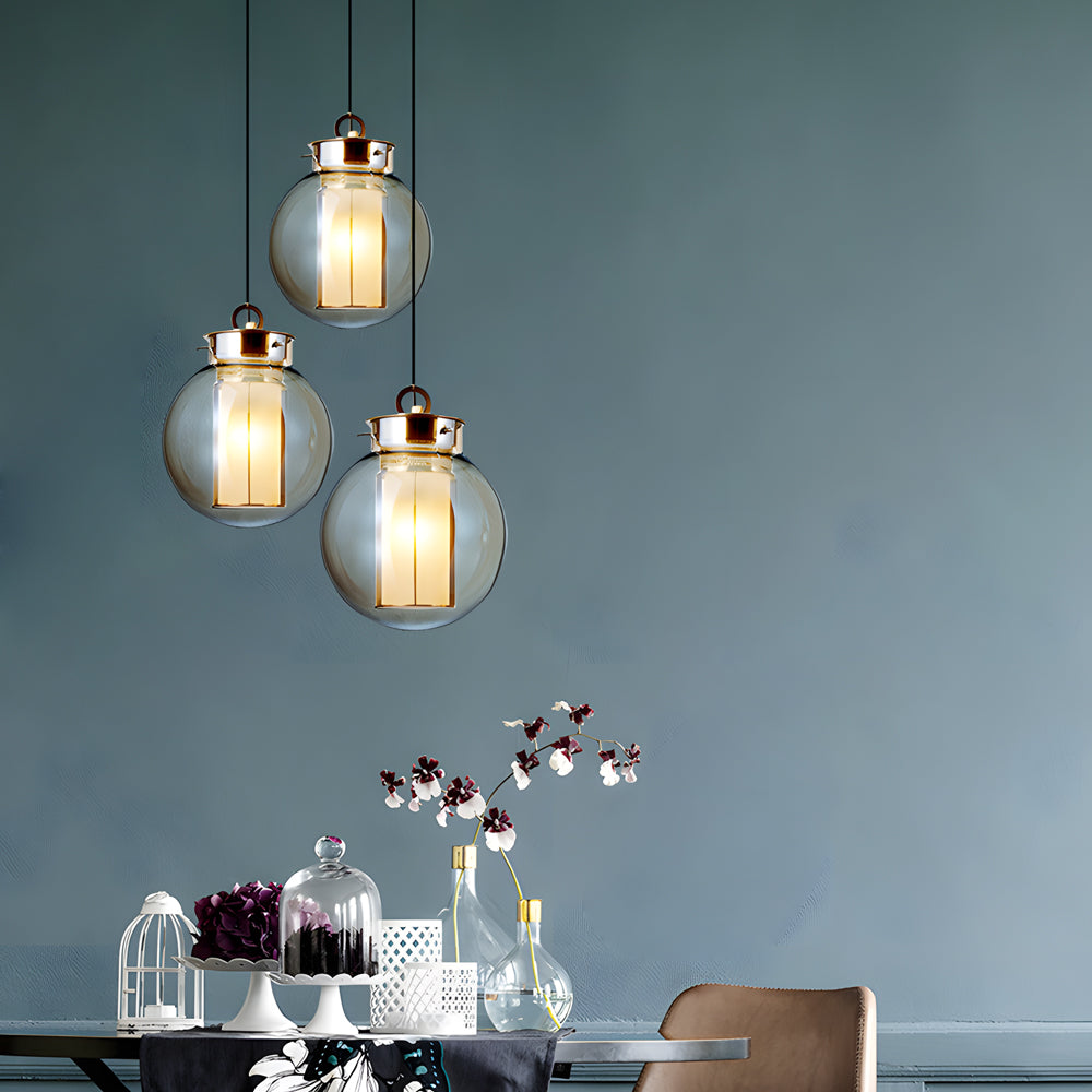 Lighom modern amber shade transparent pendant lighting — 9.8"X12.6"