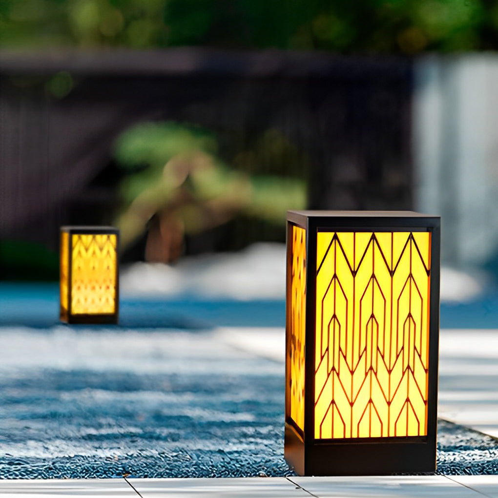 Black modern yard retro landscape lighting — 10"X10"X20"