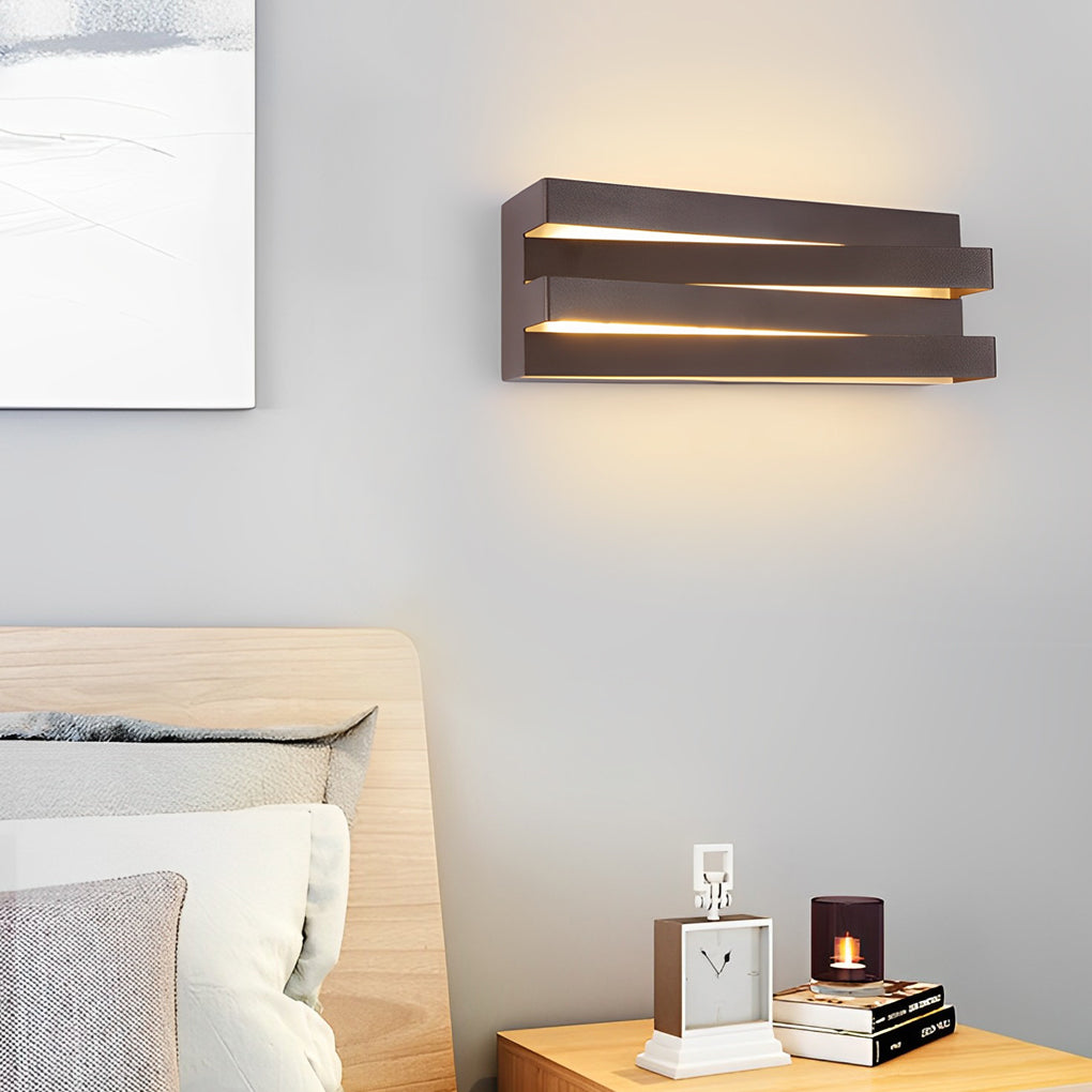 Lighom modern geometric brown wall sconces — 8" L x 3" W x 3" H