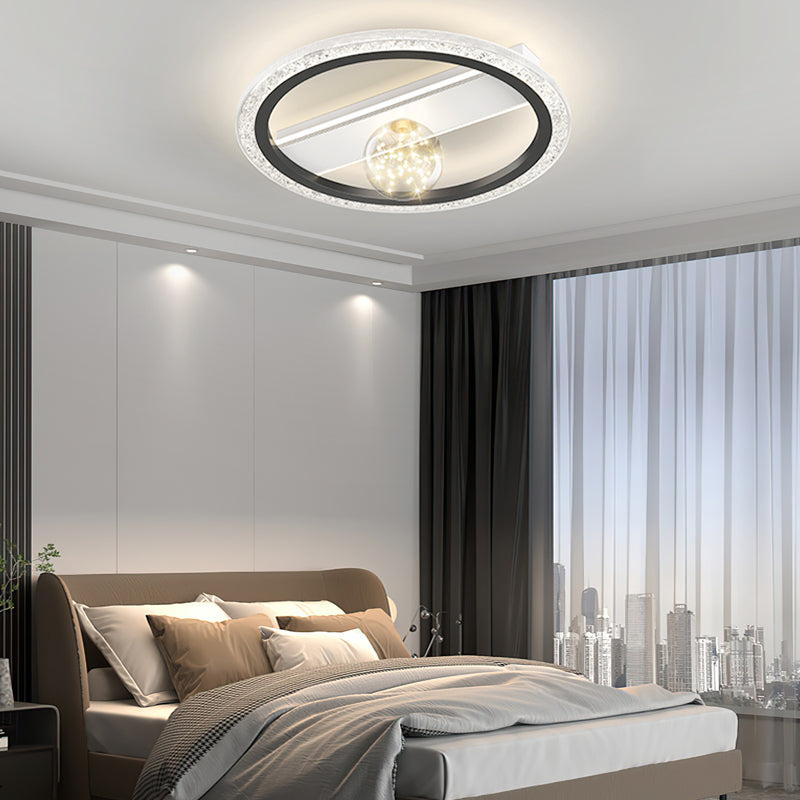 Lighom modern rectangular ball black semi-flush mount light in synthetic — Round / Brushed Gold