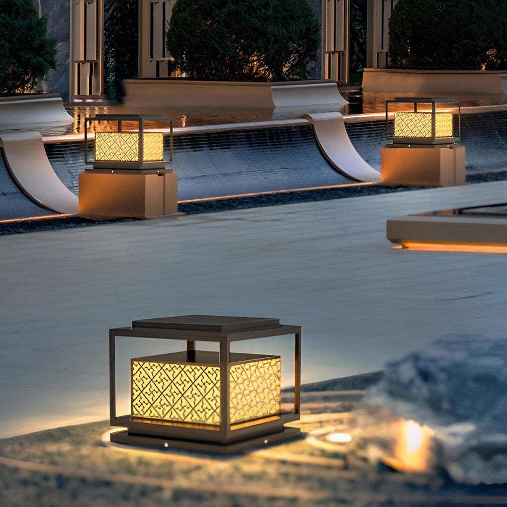 Square Solar Modern Fence Post Pillar Light