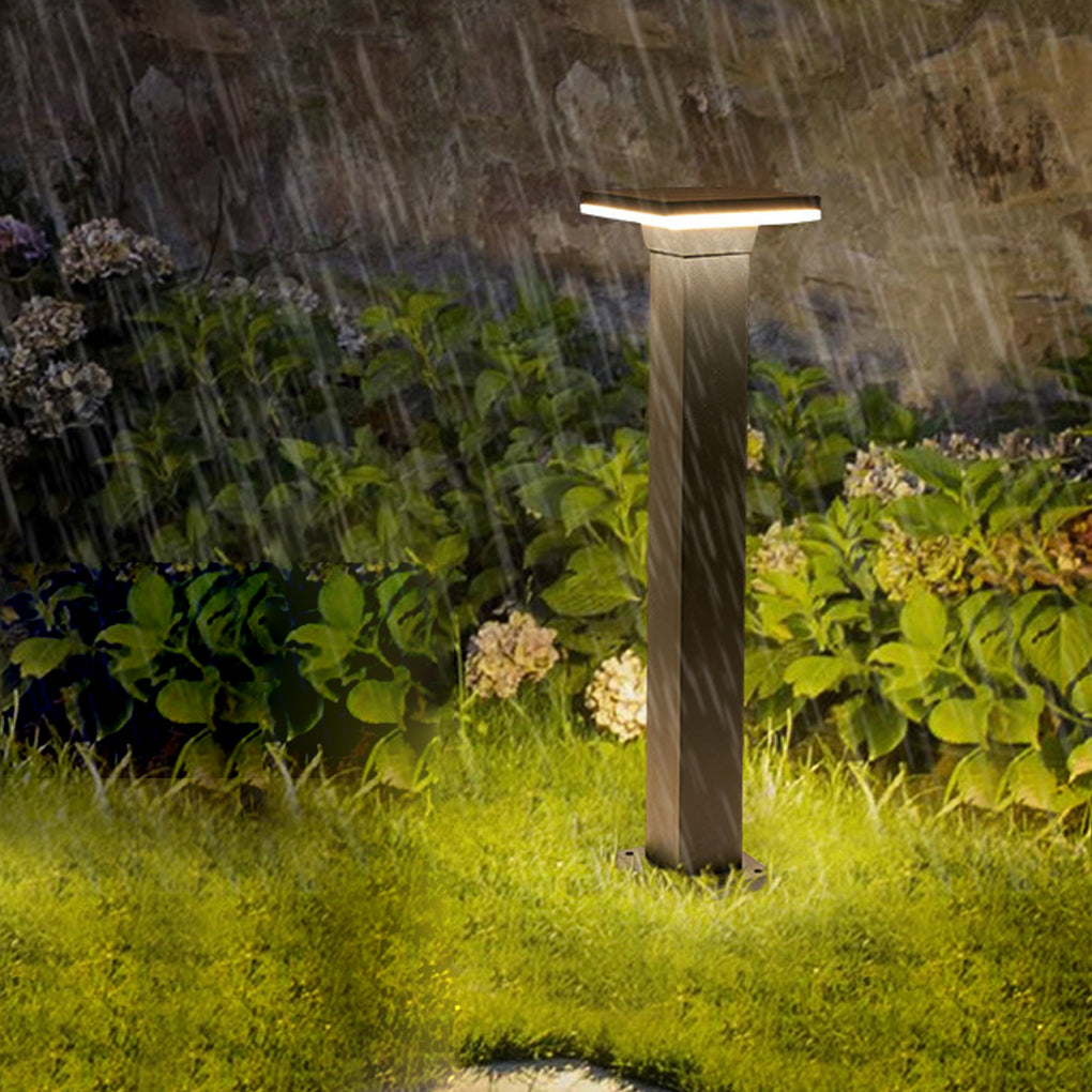 Black industrial lawn round landscape lighting — 10.2" / Square / Warm White (3000K)