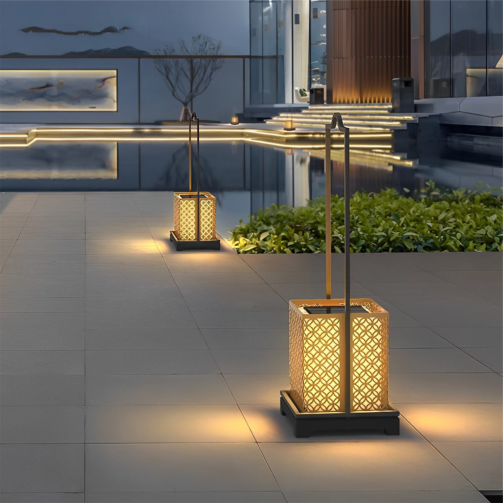 Lighom modern retro lawn synthetic outdoor lanterns & lamps — Square / Solar