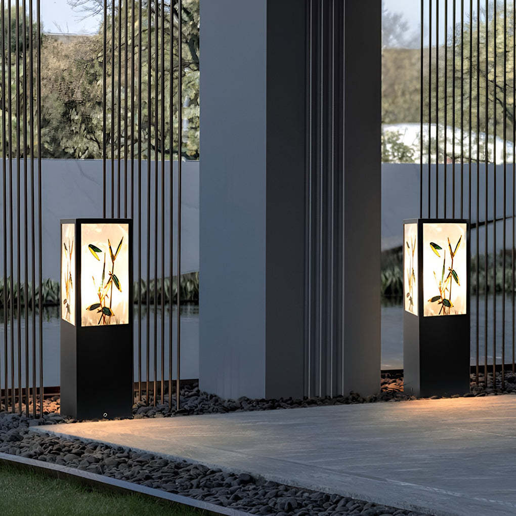 Square Landscape Pattern LED Vintage Solar Path Light — Solar
