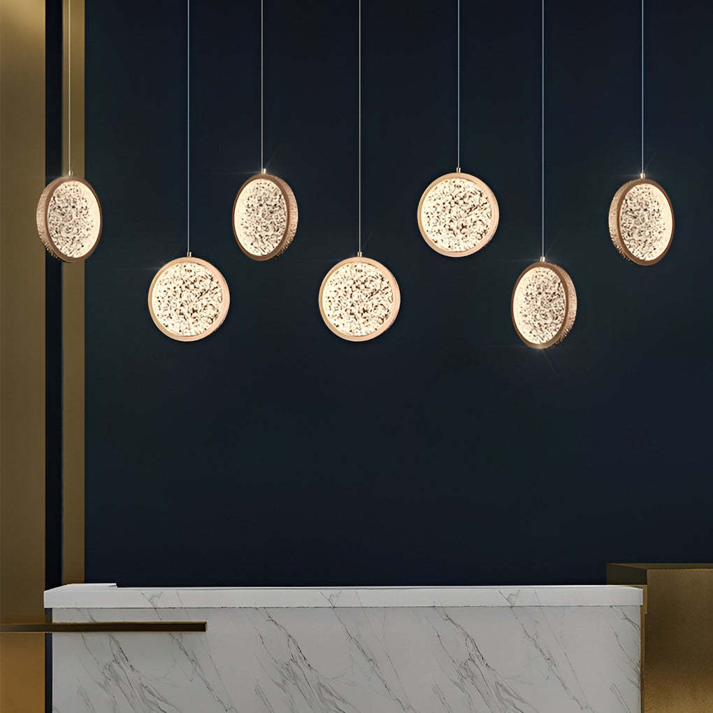 Round Iron Acrylic Dimmable Modern Pendant