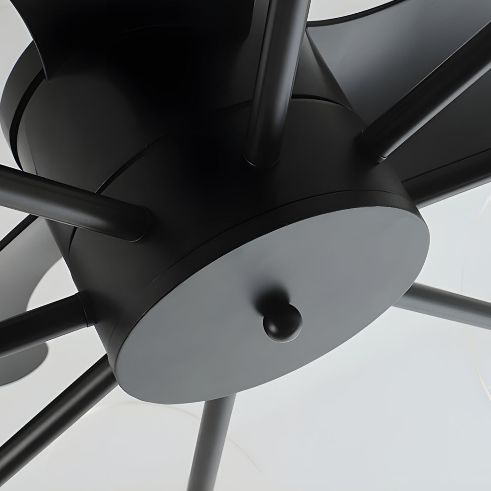 Lighom modern round 3-blade black ceiling fans in acrylic synthetic metal