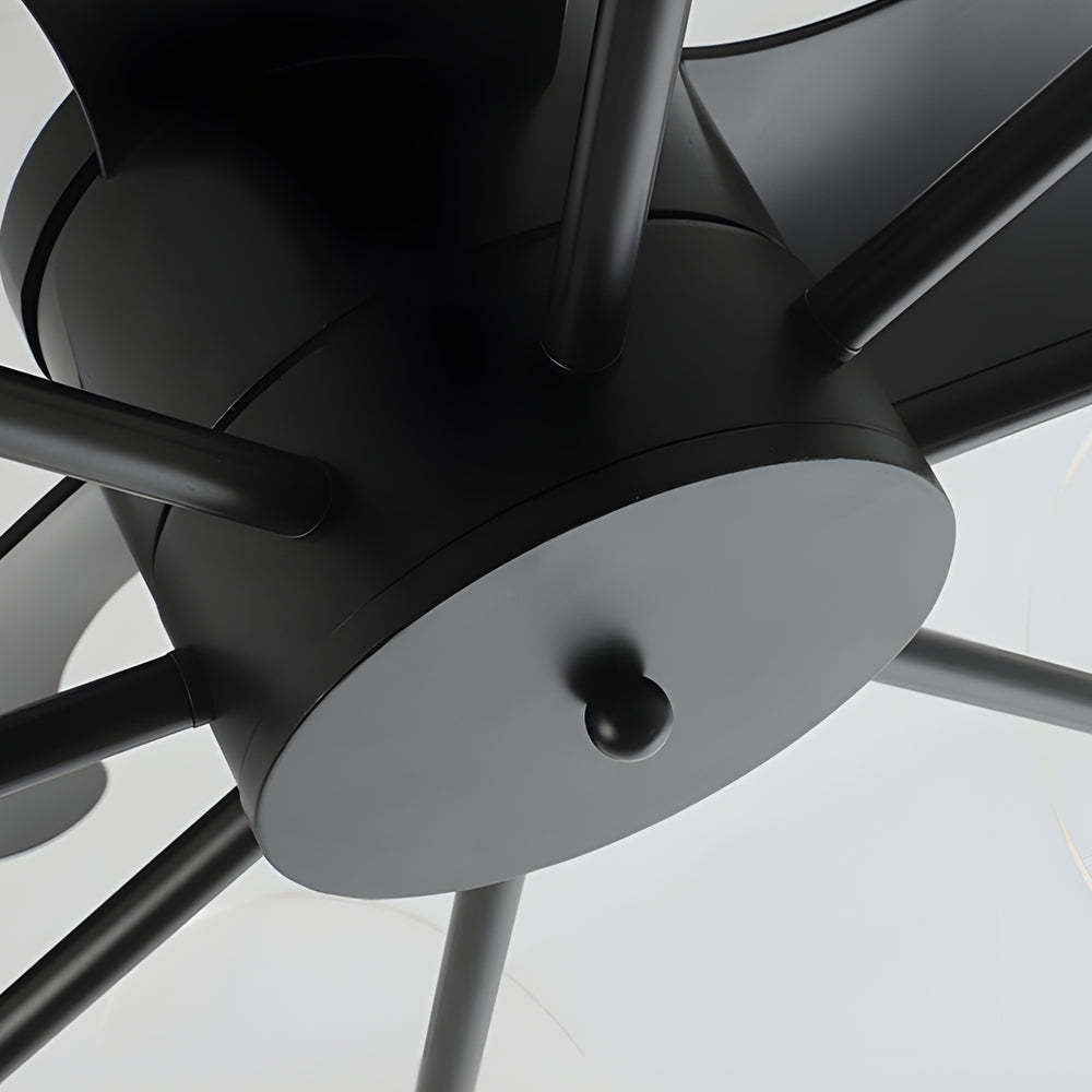 Lighom modern round 3-blade black ceiling fans in acrylic synthetic metal