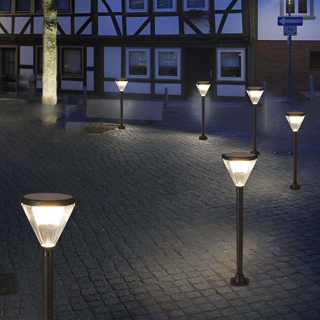 3.7V Cone Modern Solar Powered LED Path Light with Ground Insert or Mounting Base-Lighom