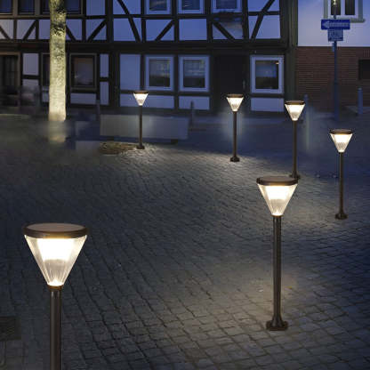 3.7V Cone Modern Solar Powered LED Path Light with Ground Insert or Mounting Base-Lighom