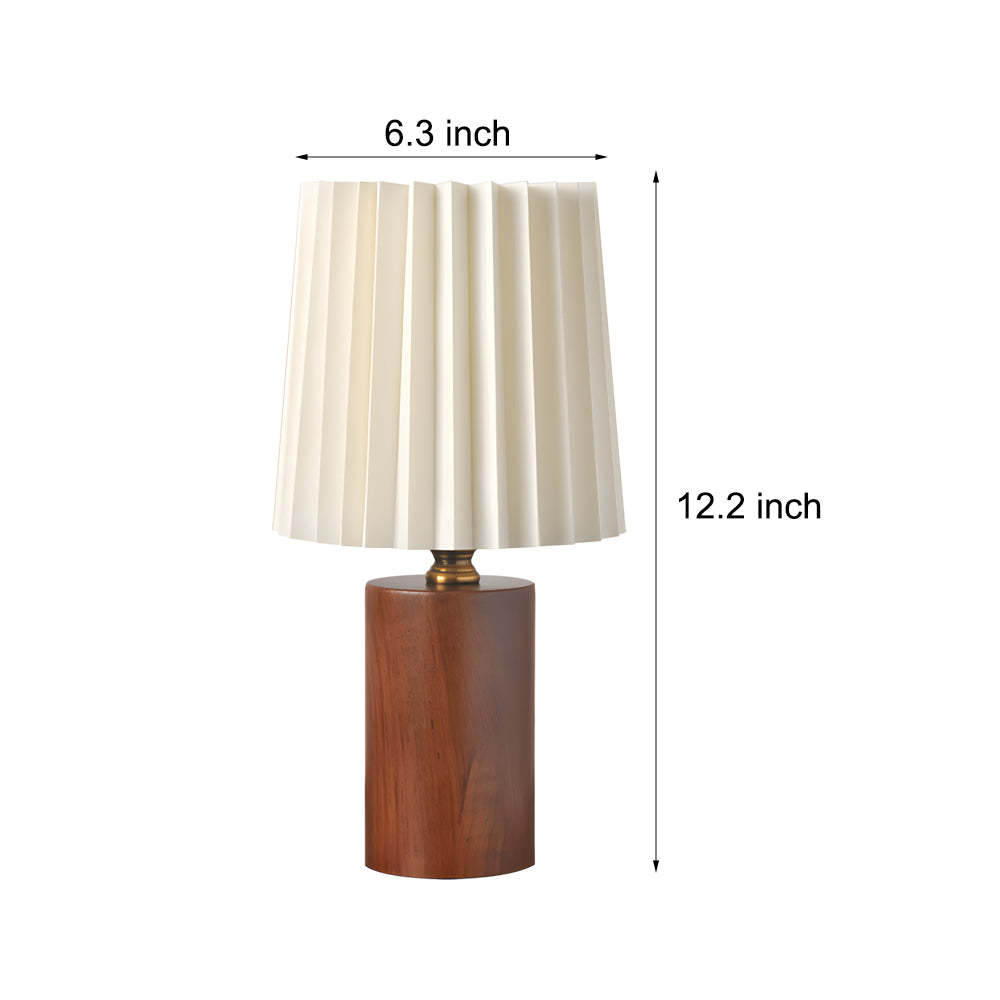 Wood Column Pleated Empire Shade Table Lamp