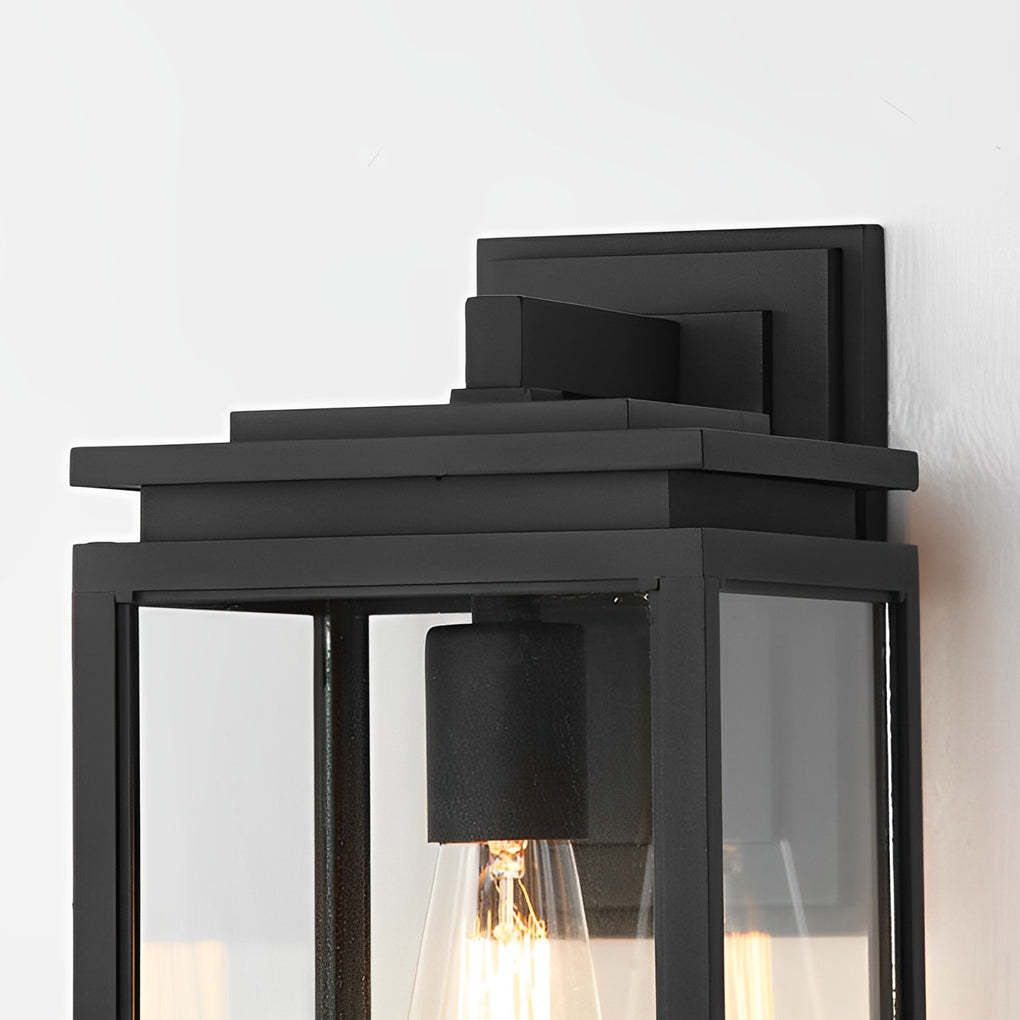 Waterproof Rectangular Glass Black Industrial Outdoor Wall Lamp Exterior Lights-Lighom
