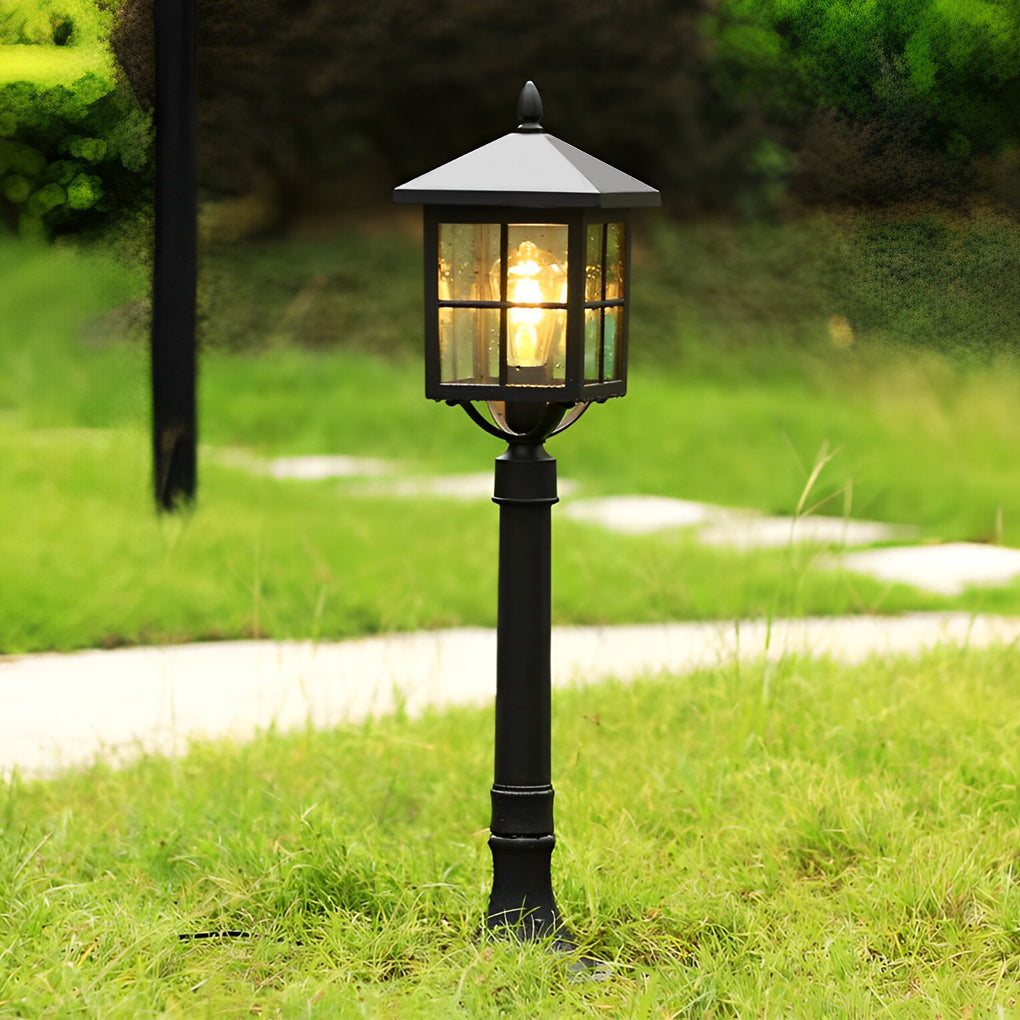 Retro Black Solar Hardwired Pavilion Lawn Lamp