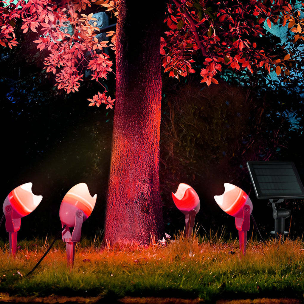4-pc Eggshell RGB Waterproof Adjustable Solar Spotlight