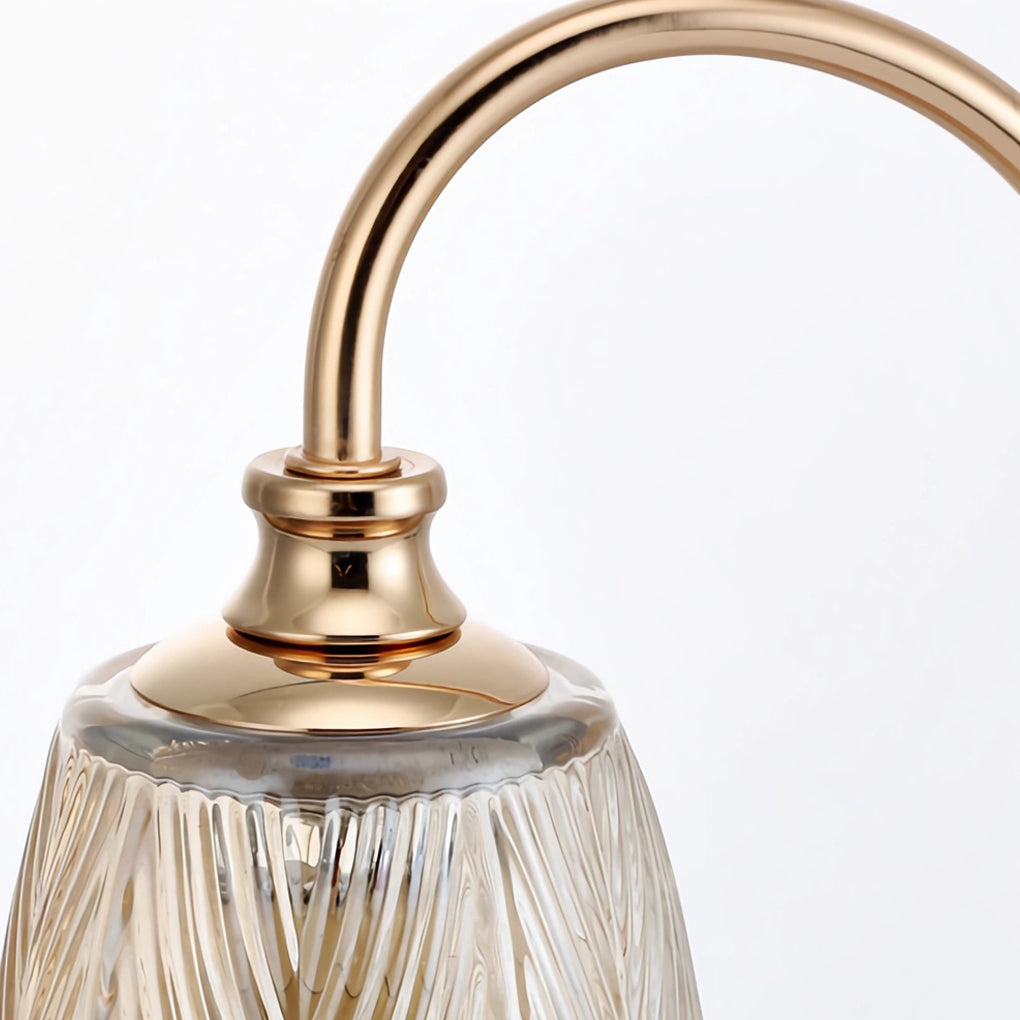 Elegant Floral Glass Desk Lamp with Cup-Holder Base for Reading or Decor-Lighom