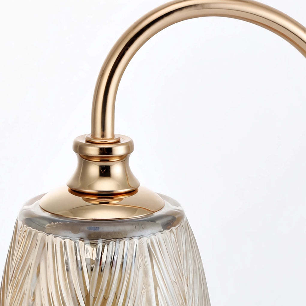 Elegant Floral Glass Desk Lamp with Cup-Holder Base for Reading or Decor-Lighom