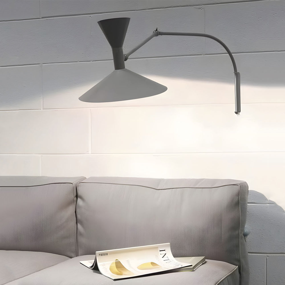 Marseille Swing Arm Wall Lamp Adjustable Long Metal Arm Trumpet Sconce-Lighom
