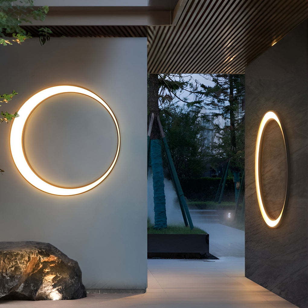 Circular Moon Led Waterproof Ip65 Modern Outdoor Wall Lights Wall Lamp-Lighom