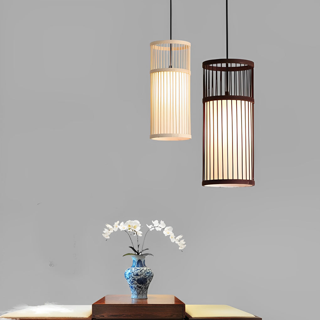Minimalist Bamboo Hand-Woven LED Retro Pendant