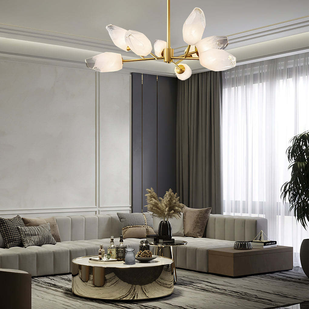 Glass Molecular LED Minimalist Dining Chandelier — 3-Light Long Strip / Warm White