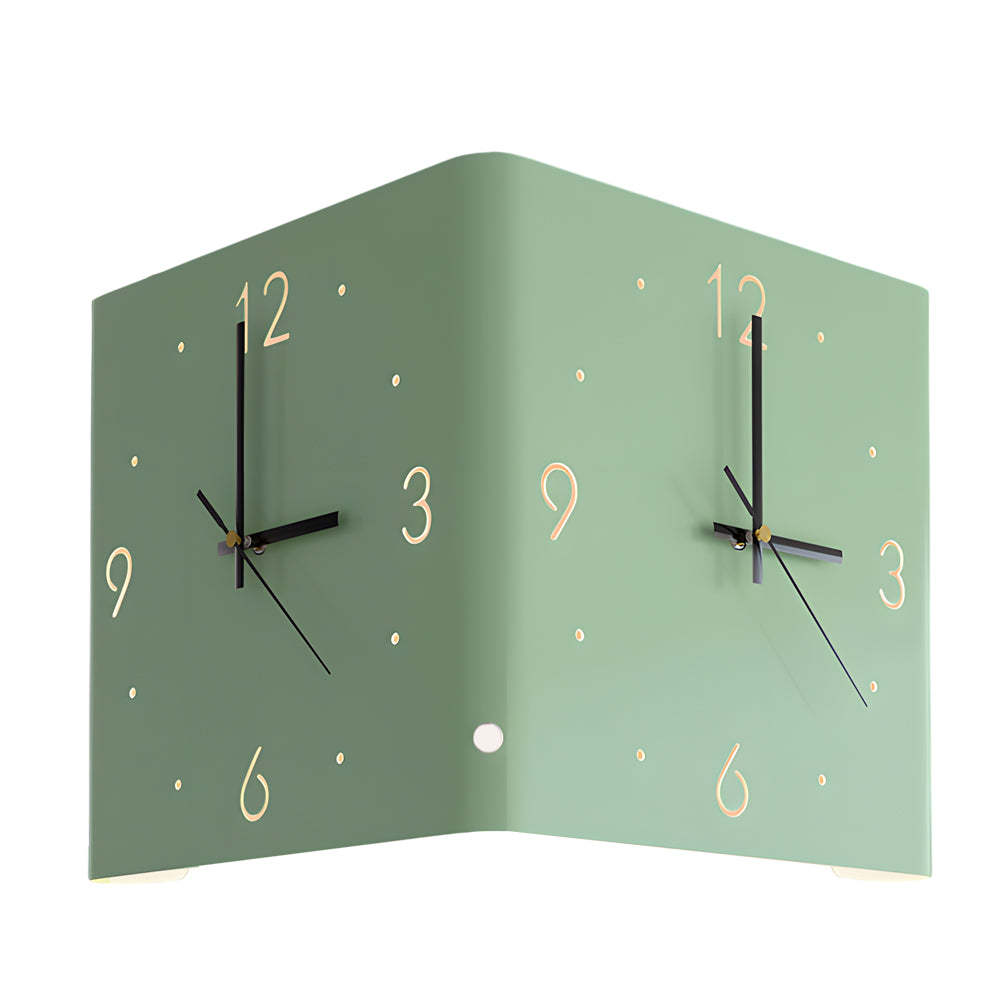 Square Metal Silent Backlit LED Corner Wall Clock Modern Wall Decor-Lighom