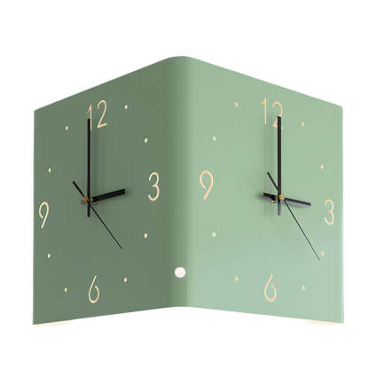 Square Metal Silent Backlit LED Corner Wall Clock Modern Wall Decor-Lighom