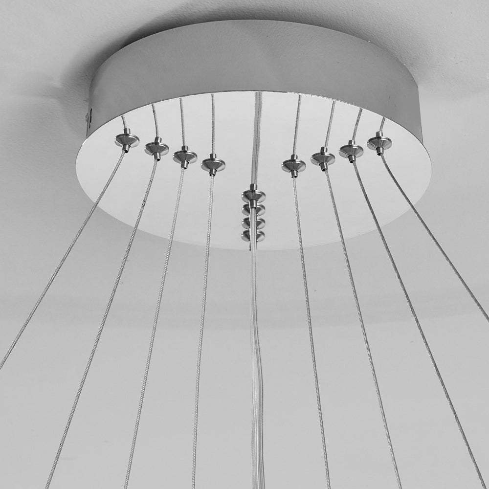 Contemporary Tiered Ring Chrome Chandelier