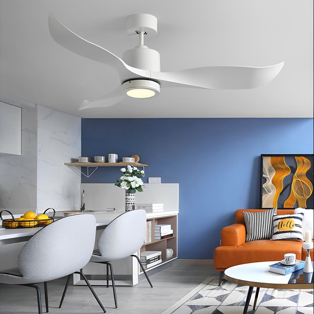 Modern 3-blade intelligent white ceiling fans, Lighom