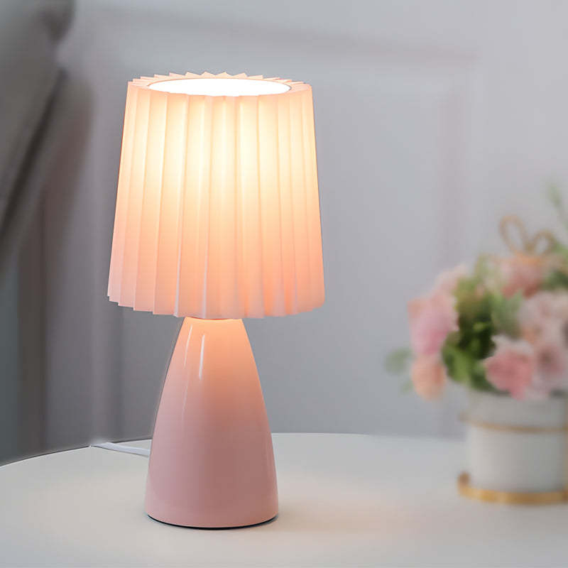 12" Pleated-Shade Glass Dimmable Table Lamp