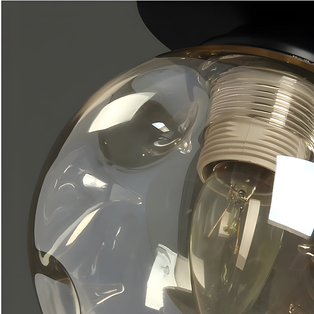 Nordic Corridor Amber Smoky Glass Ceiling Light