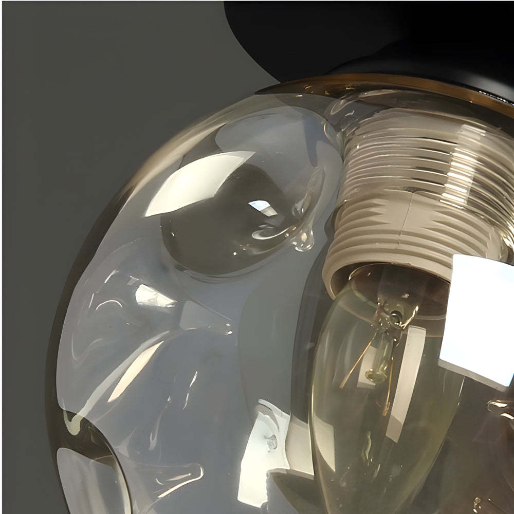 Nordic Corridor Amber Smoky Glass Ceiling Light