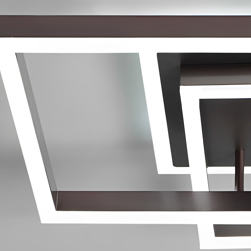 Square Overlapping LED Aluminum Brown Modern Ceiling Light