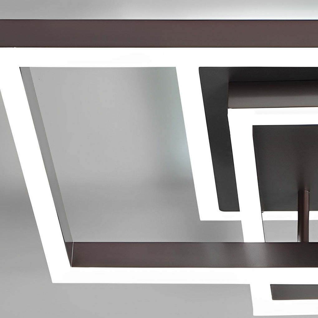 Square Overlapping LED Aluminum Brown Modern Ceiling Light