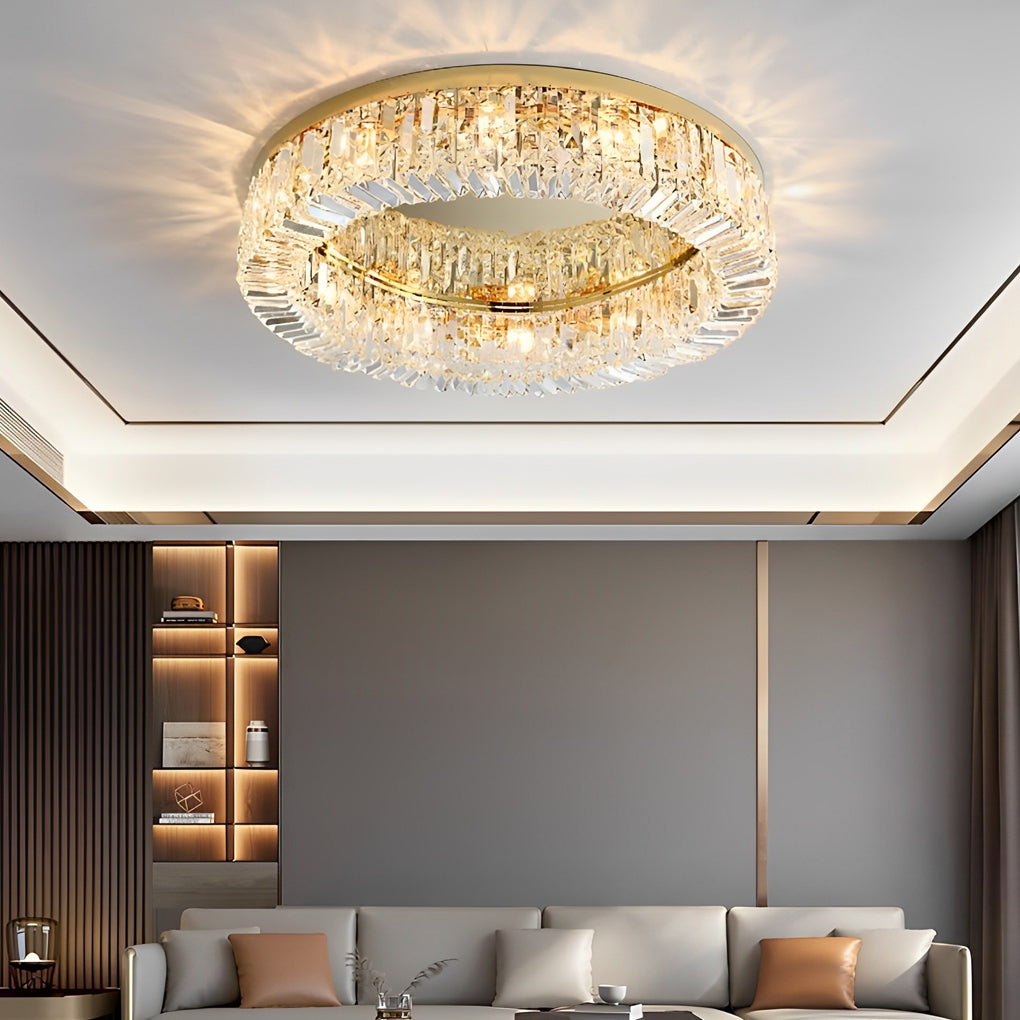 Elegant Ring Drum Crystal Chandelier Ceiling Light-Lighom