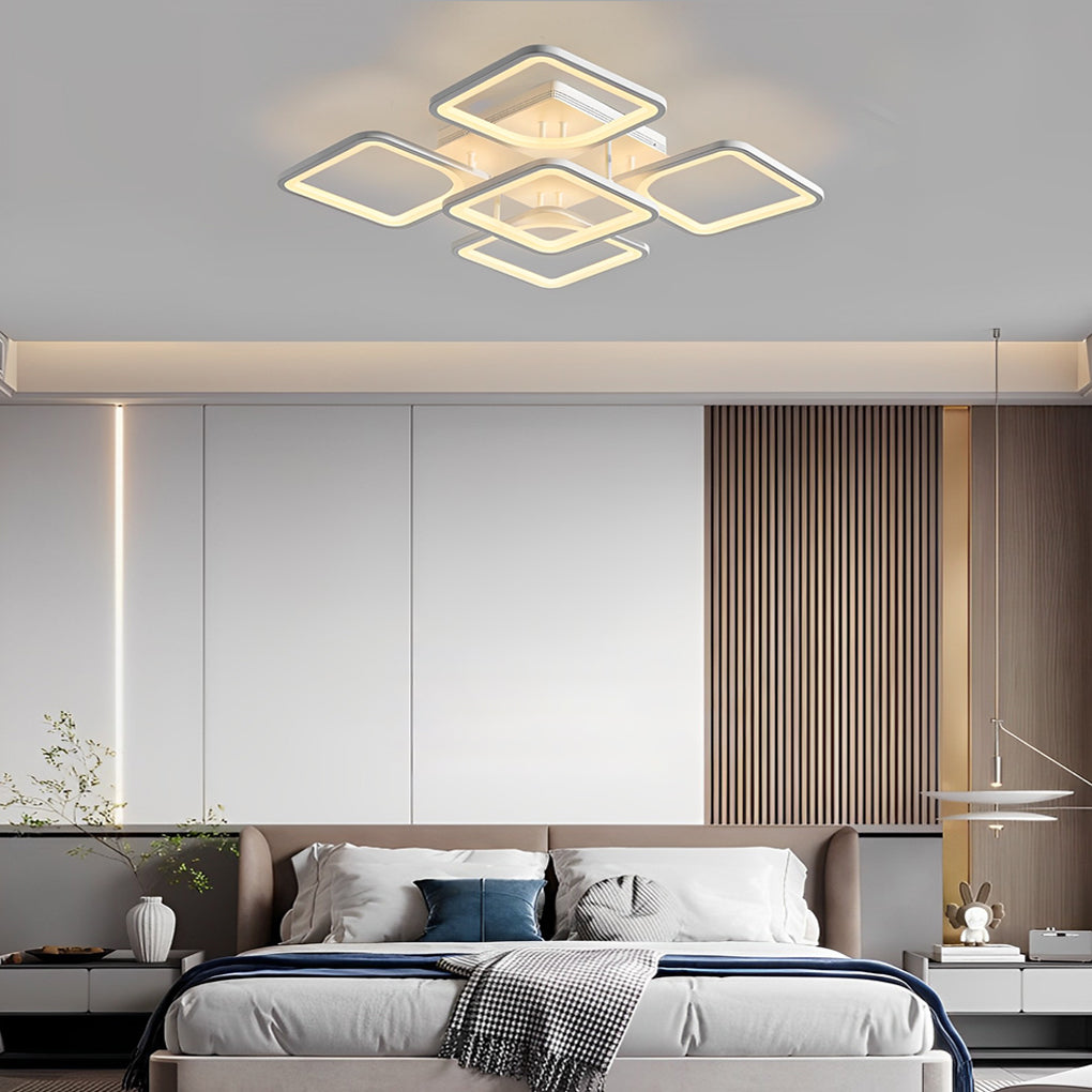 Square Dimmable Remote Modern Ceiling Fixture