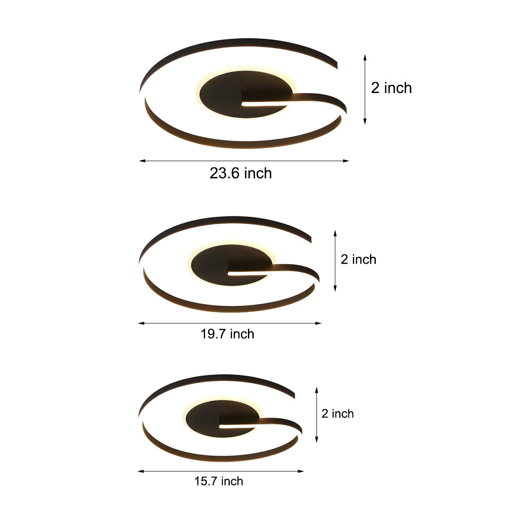 White/Black Open Ring LED Bedroom Flush Mount Ceiling Light — 19.7'' / White / 3 Step Dimming