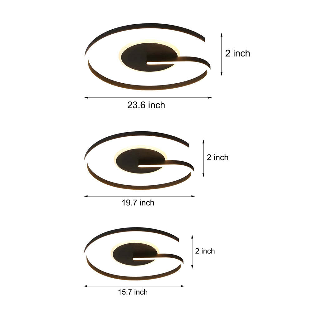 White/Black Open Ring LED Bedroom Flush Mount Ceiling Light — 19.7'' / White / 3 Step Dimming