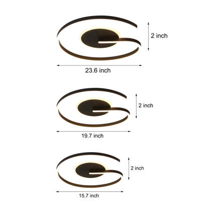 White/Black Open Ring LED Bedroom Flush Mount Ceiling Light — 19.7'' / White / 3 Step Dimming
