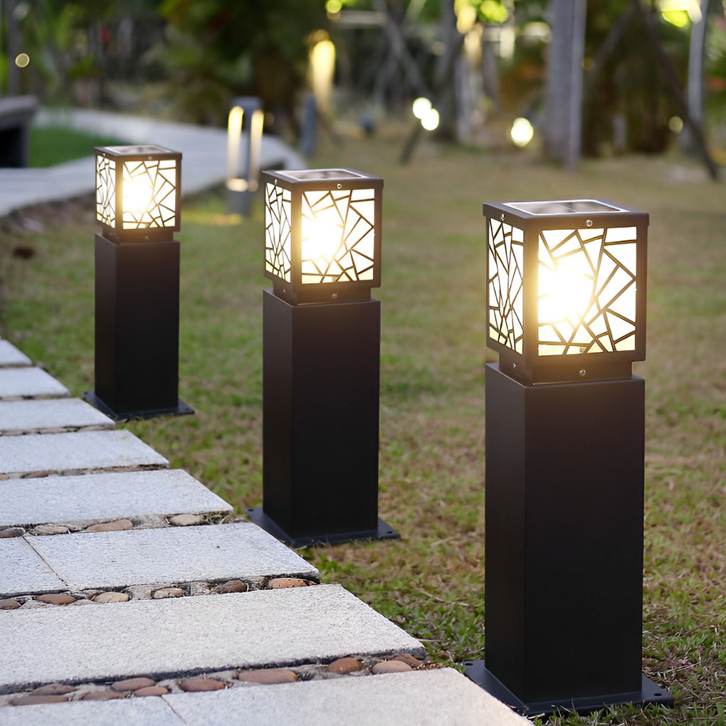 Retro LED Waterproof Black Modern Solar Path Lights Outdoor Lawn Light-Lighom