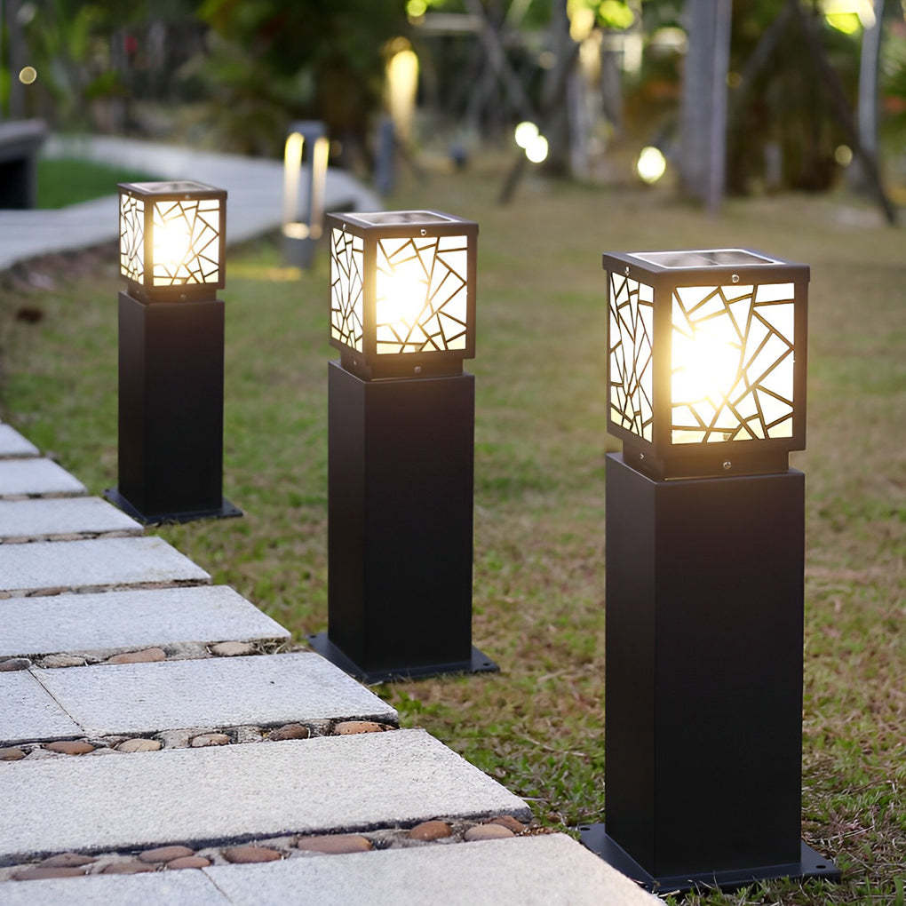 Retro LED Waterproof Black Modern Solar Path Lights Outdoor Lawn Light-Lighom