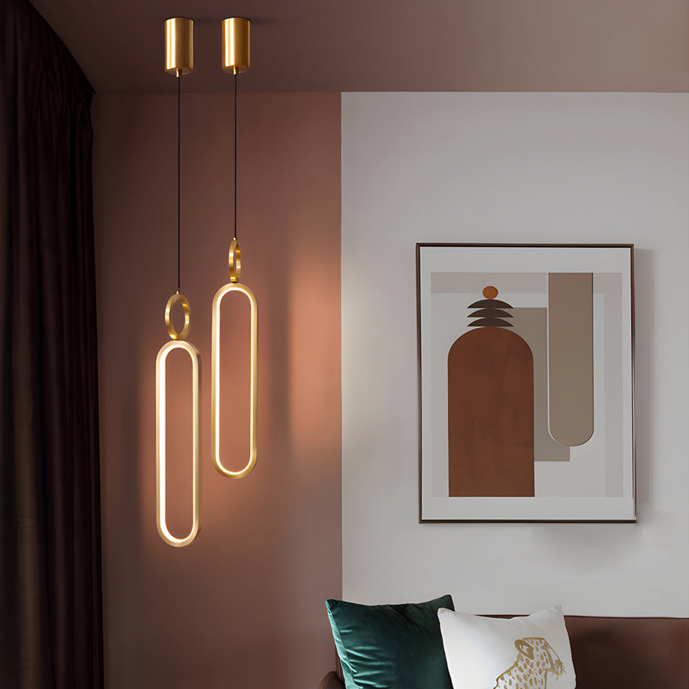 Modern ring oval bronze copper pendant lighting, Lighom — Circle / Matte Black