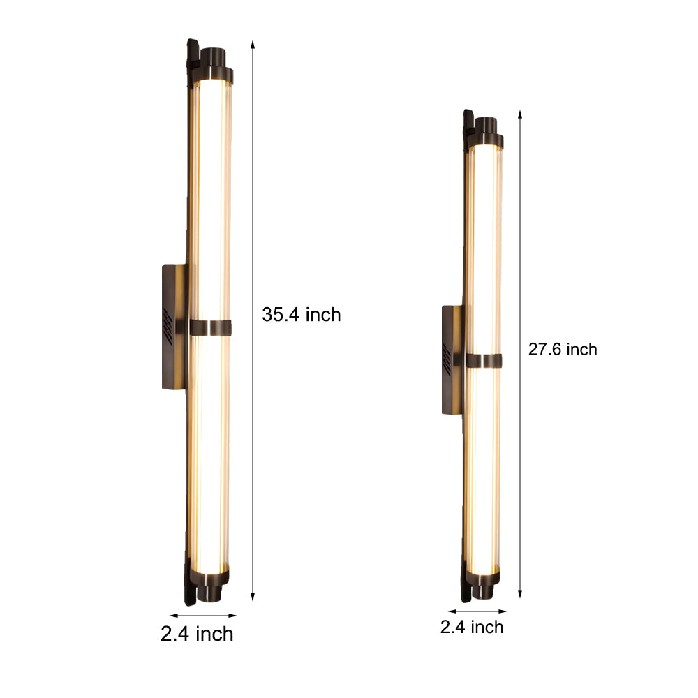 Modern Long Acrylic Tube LED Metallic Indoor Sconce Wall Lamp, 27.55''/35.43-Lighom
