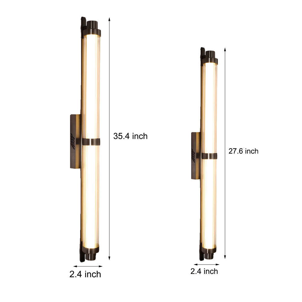 Modern Long Acrylic Tube LED Metallic Indoor Sconce Wall Lamp, 27.55''/35.43-Lighom