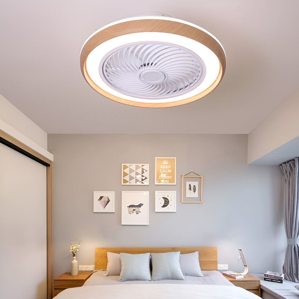 Round Ultra-Thin Mute LED Nordic Bladeless Ceiling Fan