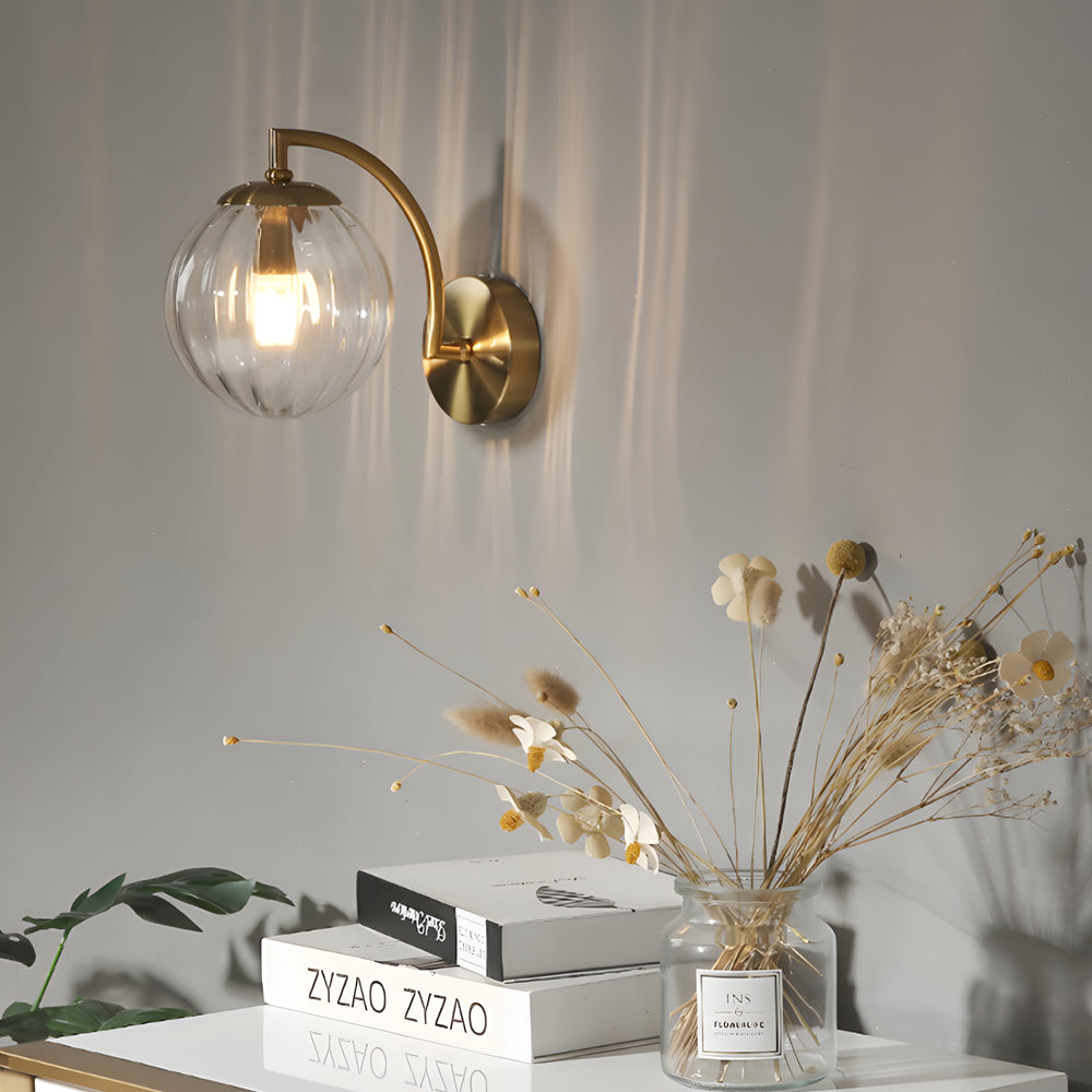 Gray glass ball arm wall sconces - modern — Smoke
