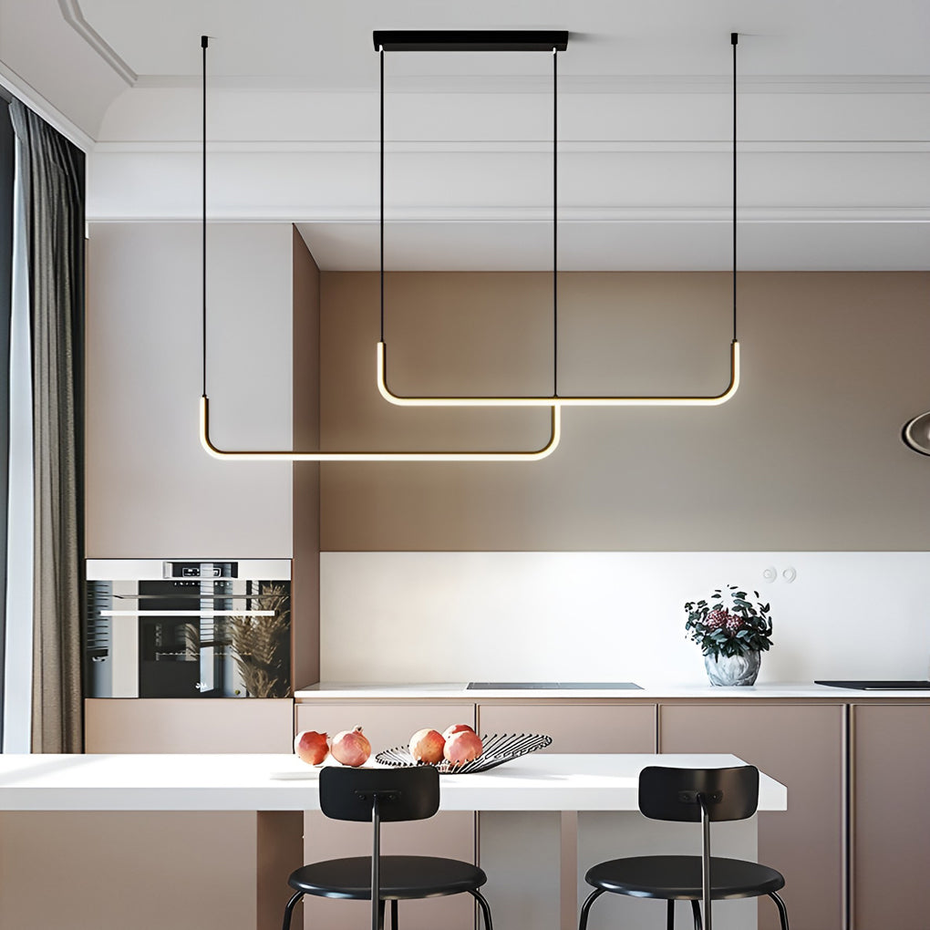 Minimalist Strip 3-Step Dimming LED Black Nordic Pendant
