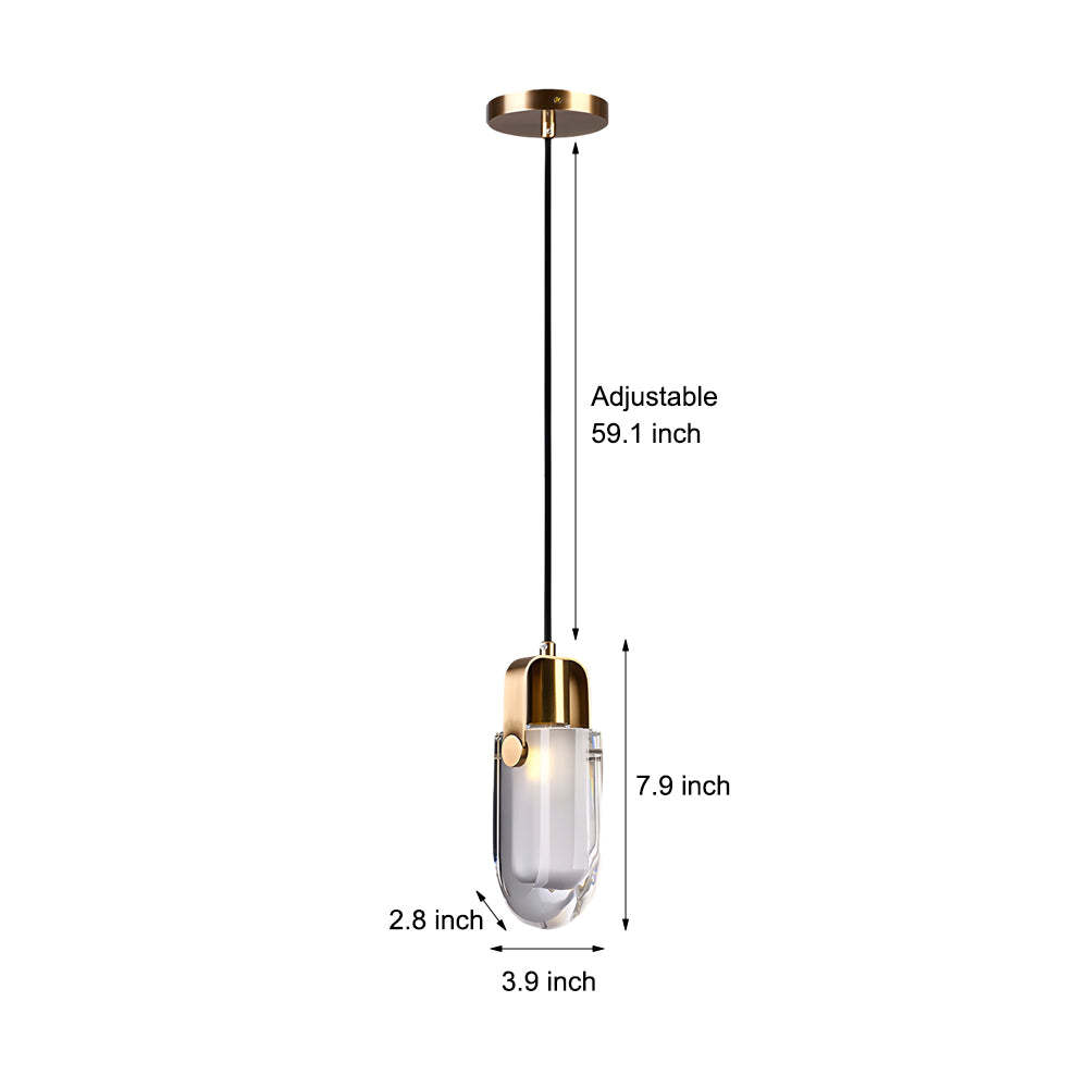 Crystal Shade Copper Dimmable Modern Pendant Light