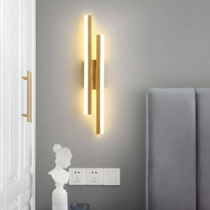 Modern 2-Light Linear LED Wall Lamp with 3-Step Dimming - Black/Gold Wall Sconce-Lighom
